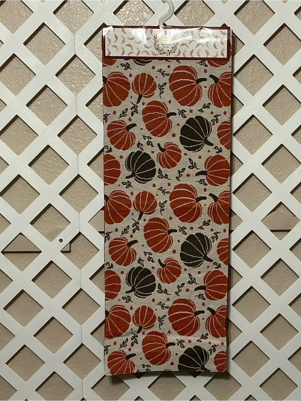 Fall Orange & Green Pumpkin Table Runner